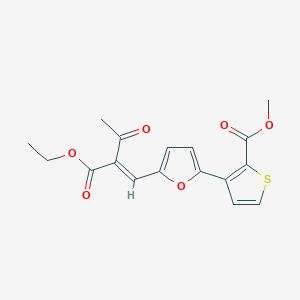 molecular formula C17H16O6S B2573913 Methyl 3-(5-(2-(ethoxycarbonyl)-3-oxo-1-butenyl)-2-furyl)-2-thiophenecarboxylate CAS No. 241488-49-3