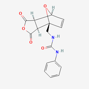 molecular formula C16H14N2O5 B2573917 3-{[(1R,2S,6R,7S)-3,5-dioxo-4,10-dioxatricyclo[5.2.1.0^{2,6}]dec-8-en-1-yl]methyl}-1-phenylurea CAS No. 1418113-66-2