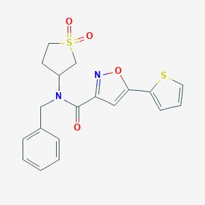 molecular formula C19H18N2O4S2 B257392 N-benzyl-N-(1,1-dioxidotetrahydro-3-thienyl)-5-(2-thienyl)-3-isoxazolecarboxamide 