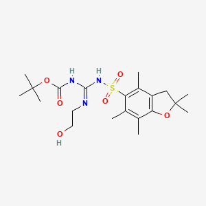 molecular formula C21H33N3O6S B2573922 2-[N-t-Butyloxycarbonyl-N'-(2,2,4,6,7-pentamethyldihydrobenzofuran-5-sulfonyl)amidino]ethanol CAS No. 1263048-99-2