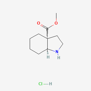 molecular formula C10H18ClNO2 B2573923 甲基（3aR,7aS）-1,2,3,4,5,6,7,7a-八氢吲哚-3a-羧酸酯；盐酸盐 CAS No. 2253640-51-4