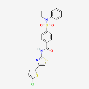 molecular formula C22H18ClN3O3S3 B2573925 N-[4-(5-chlorothiophen-2-yl)-1,3-thiazol-2-yl]-4-[ethyl(phenyl)sulfamoyl]benzamide CAS No. 888411-63-0