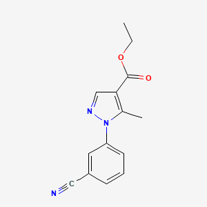 molecular formula C14H13N3O2 B2573926 ethyl 1-(3-cyanophenyl)-5-methyl-1H-pyrazole-4-carboxylate CAS No. 956191-77-8