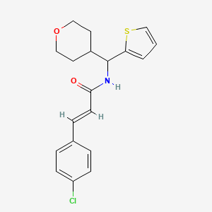 (E)-3-(4-chlorophenyl)-N-((tetrahydro-2H-pyran-4-yl)(thiophen-2-yl)methyl)acrylamide