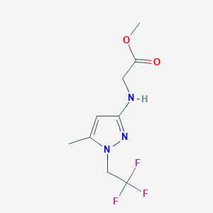 molecular formula C9H12F3N3O2 B2573934 Methyl 2-[[5-methyl-1-(2,2,2-trifluoroethyl)pyrazol-3-yl]amino]acetate CAS No. 2247206-73-9