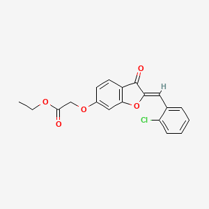 molecular formula C19H15ClO5 B2573936 (Z)-ethyl 2-((2-(2-chlorobenzylidene)-3-oxo-2,3-dihydrobenzofuran-6-yl)oxy)acetate CAS No. 623117-56-6