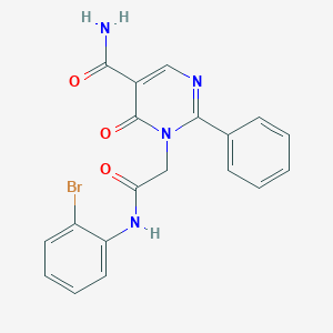 molecular formula C19H15BrN4O3 B2573938 1-(2-((2-Bromophenyl)amino)-2-oxoethyl)-6-oxo-2-phenyl-1,6-dihydropyrimidine-5-carboxamide CAS No. 1251618-85-5
