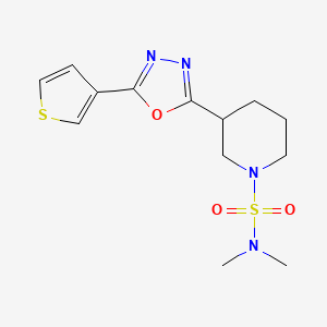 molecular formula C13H18N4O3S2 B2573948 N,N-dimethyl-3-(5-(thiophen-3-yl)-1,3,4-oxadiazol-2-yl)piperidine-1-sulfonamide CAS No. 1797396-40-7