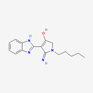 molecular formula C16H20N4O B2573951 5-amino-4-(1H-benzimidazol-2-yl)-1-pentyl-2H-pyrrol-3-one CAS No. 150016-23-2
