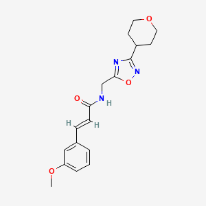 molecular formula C18H21N3O4 B2573956 (E)-3-(3-methoxyphenyl)-N-((3-(tetrahydro-2H-pyran-4-yl)-1,2,4-oxadiazol-5-yl)methyl)acrylamide CAS No. 2034997-89-0