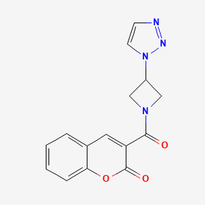 molecular formula C15H12N4O3 B2573958 3-(3-(1H-1,2,3-triazol-1-yl)azetidine-1-carbonyl)-2H-chromen-2-one CAS No. 2034430-34-5