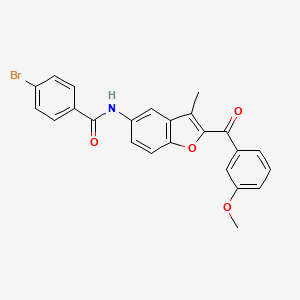 B2573962 4-bromo-N-[2-(3-methoxybenzoyl)-3-methyl-1-benzofuran-5-yl]benzamide CAS No. 929512-77-6