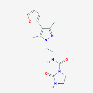 molecular formula C15H19N5O3 B2573963 N-(2-(4-(furan-2-yl)-3,5-dimethyl-1H-pyrazol-1-yl)ethyl)-2-oxoimidazolidine-1-carboxamide CAS No. 2034374-26-8