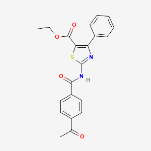 molecular formula C21H18N2O4S B2573968 Ethyl 2-(4-acetylbenzamido)-4-phenylthiazole-5-carboxylate CAS No. 312605-16-6