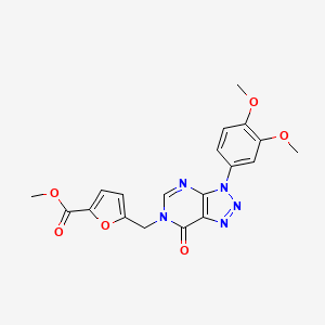molecular formula C19H17N5O6 B2573970 methyl 5-((3-(3,4-dimethoxyphenyl)-7-oxo-3H-[1,2,3]triazolo[4,5-d]pyrimidin-6(7H)-yl)methyl)furan-2-carboxylate CAS No. 893939-27-0