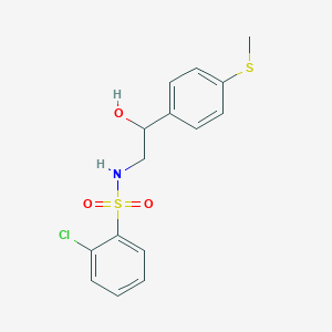 molecular formula C15H16ClNO3S2 B2573973 2-chloro-N-(2-hydroxy-2-(4-(methylthio)phenyl)ethyl)benzenesulfonamide CAS No. 1448076-63-8