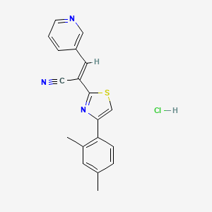 molecular formula C19H16ClN3S B2573985 (E)-2-(4-(2,4-dimethylphenyl)thiazol-2-yl)-3-(pyridin-3-yl)acrylonitrile hydrochloride CAS No. 1217250-23-1