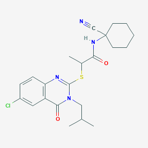 molecular formula C22H27ClN4O2S B2573987 2-[6-chloro-3-(2-methylpropyl)-4-oxoquinazolin-2-yl]sulfanyl-N-(1-cyanocyclohexyl)propanamide CAS No. 938610-15-2