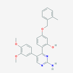 2-(2-Amino-5-(3,4-dimethoxyphenyl)pyrimidin-4-yl)-5-((2-methylbenzyl)oxy)phenol