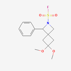 molecular formula C14H18FNO4S B2574002 6,6-Dimethoxy-3-phenyl-2-azaspiro[3.3]heptane-2-sulfonyl fluoride CAS No. 2411230-49-2