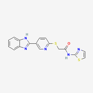 molecular formula C17H13N5OS2 B2574006 2-[5-(1H-benzimidazol-2-yl)pyridin-2-yl]sulfanyl-N-(1,3-thiazol-2-yl)acetamide CAS No. 1186092-08-9