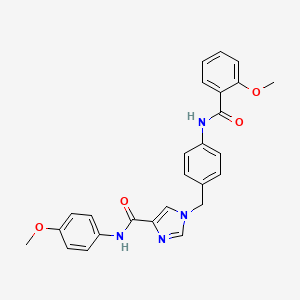 molecular formula C26H24N4O4 B2574018 1-(4-(2-methoxybenzamido)benzyl)-N-(4-methoxyphenyl)-1H-imidazole-4-carboxamide CAS No. 1251679-00-1