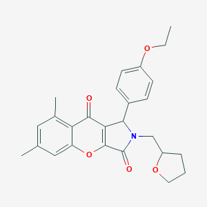 molecular formula C26H27NO5 B257402 1-(4-Ethoxyphenyl)-6,8-dimethyl-2-(tetrahydrofuran-2-ylmethyl)-1,2-dihydrochromeno[2,3-c]pyrrole-3,9-dione 