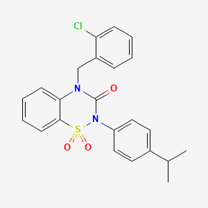 molecular formula C23H21ClN2O3S B2574021 4-(2-chlorobenzyl)-2-(4-isopropylphenyl)-2H-1,2,4-benzothiadiazin-3(4H)-one 1,1-dioxide CAS No. 933026-34-7