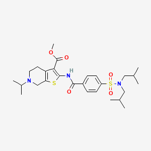 molecular formula C27H39N3O5S2 B2574033 methyl 2-(4-(N,N-diisobutylsulfamoyl)benzamido)-6-isopropyl-4,5,6,7-tetrahydrothieno[2,3-c]pyridine-3-carboxylate CAS No. 449767-94-6