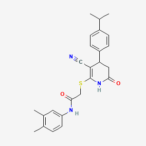 2-((3-cyano-4-(4-isopropylphenyl)-6-oxo-1,4,5,6-tetrahydropyridin-2-yl)thio)-N-(3,4-dimethylphenyl)acetamide