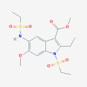molecular formula C17H24N2O7S2 B257405 methyl 2-ethyl-1-(ethylsulfonyl)-5-[(ethylsulfonyl)amino]-6-methoxy-1H-indole-3-carboxylate 