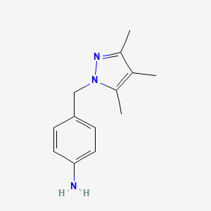 molecular formula C13H17N3 B2574055 4-((3,4,5-trimethyl-1H-pyrazol-1-yl)methyl)aniline CAS No. 1306230-17-0