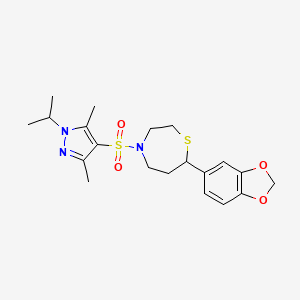7-(benzo[d][1,3]dioxol-5-yl)-4-((1-isopropyl-3,5-dimethyl-1H-pyrazol-4-yl)sulfonyl)-1,4-thiazepane