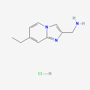 molecular formula C10H14ClN3 B2574063 [(7-乙基咪唑并[1,2-a]吡啶-2-基)甲基]胺盐酸盐 CAS No. 2279124-21-7