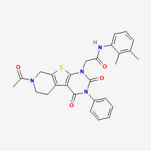 molecular formula C27H26N4O4S B2574067 2-(7-acetyl-2,4-dioxo-3-phenyl-3,4,5,6,7,8-hexahydropyrido[4',3':4,5]thieno[2,3-d]pyrimidin-1(2H)-yl)-N-(2,3-dimethylphenyl)acetamide CAS No. 887225-03-8