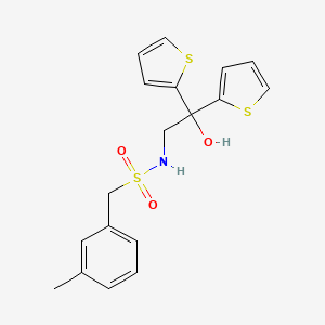 molecular formula C18H19NO3S3 B2574071 N-(2-羟基-2,2-二(噻吩-2-基)乙基)-1-(间甲苯基)甲磺酰胺 CAS No. 2034502-14-0