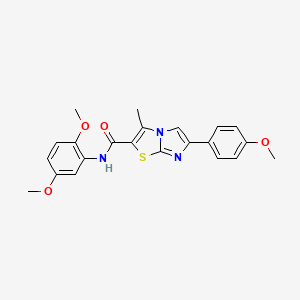 molecular formula C22H21N3O4S B2574078 N-(2,5-二甲氧基苯基)-6-(4-甲氧基苯基)-3-甲基咪唑并[2,1-b][1,3]噻唑-2-甲酰胺 CAS No. 852135-07-0