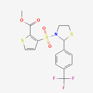 Methyl 3-((2-(4-(trifluoromethyl)phenyl)thiazolidin-3-yl)sulfonyl)thiophene-2-carboxylate