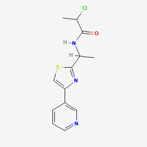 molecular formula C13H14ClN3OS B2574106 2-Chloro-N-[1-(4-pyridin-3-yl-1,3-thiazol-2-yl)ethyl]propanamide CAS No. 2411238-62-3