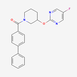 molecular formula C22H20FN3O2 B2574113 [1,1'-Biphenyl]-4-yl(3-((5-fluoropyrimidin-2-yl)oxy)piperidin-1-yl)methanone CAS No. 2034527-91-6