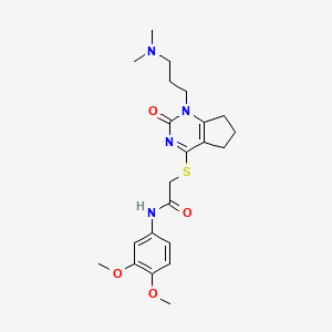 N-(3,4-dimethoxyphenyl)-2-((1-(3-(dimethylamino)propyl)-2-oxo-2,5,6,7-tetrahydro-1H-cyclopenta[d]pyrimidin-4-yl)thio)acetamide