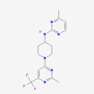 molecular formula C16H19F3N6 B2574127 4-methyl-N-(1-(2-methyl-6-(trifluoromethyl)pyrimidin-4-yl)piperidin-4-yl)pyrimidin-2-amine CAS No. 2034225-87-9