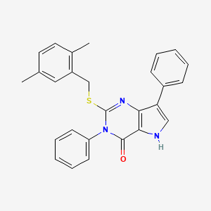 molecular formula C27H23N3OS B2574130 2-((2,5-二甲苯甲基)硫代)-3,7-二苯基-3H-吡咯并[3,2-d]嘧啶-4(5H)-酮 CAS No. 2034315-56-3