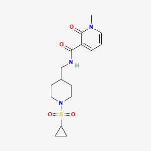 molecular formula C16H23N3O4S B2574141 N-((1-(cyclopropylsulfonyl)piperidin-4-yl)methyl)-1-methyl-2-oxo-1,2-dihydropyridine-3-carboxamide CAS No. 1234901-57-5