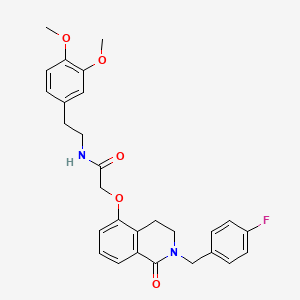 molecular formula C28H29FN2O5 B2574153 N-(3,4-二甲氧基苯乙基)-2-((2-(4-氟苄基)-1-氧代-1,2,3,4-四氢异喹啉-5-基)氧基)乙酰胺 CAS No. 850906-04-6