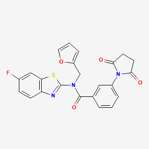 molecular formula C23H16FN3O4S B2574179 3-(2,5-dioxopyrrolidin-1-yl)-N-(6-fluorobenzo[d]thiazol-2-yl)-N-(furan-2-ylmethyl)benzamide CAS No. 922389-87-5