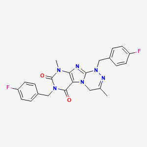 molecular formula C23H20F2N6O2 B2574192 1,7-bis(4-fluorobenzyl)-3,9-dimethyl-7,9-dihydro-[1,2,4]triazino[3,4-f]purine-6,8(1H,4H)-dione CAS No. 898443-24-8