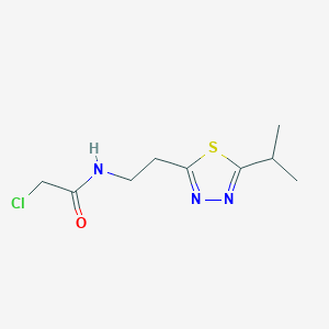 molecular formula C9H14ClN3OS B2574206 2-Chloro-N-[2-(5-propan-2-yl-1,3,4-thiadiazol-2-yl)ethyl]acetamide CAS No. 2411219-50-4