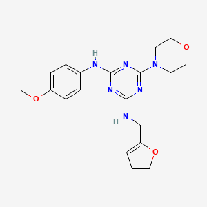 molecular formula C19H22N6O3 B2574216 N-Furan-2-ylmethyl-N'-(4-methoxy-phenyl)-6-morpholin-4-yl-[1,3,5]triazine-2,4-diamine CAS No. 797809-79-1