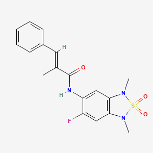 molecular formula C18H18FN3O3S B2574219 (2E)-N-(6-fluoro-1,3-dimethyl-2,2-dioxo-1,3-dihydro-2lambda6,1,3-benzothiadiazol-5-yl)-2-methyl-3-phenylprop-2-enamide CAS No. 2035036-11-2